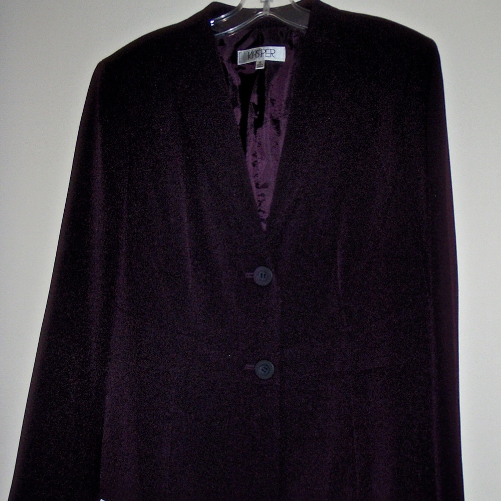 KASPER WOMEN'S PURPLE SINGLE BREASTED LINED SUIT JACKET SIZE 14